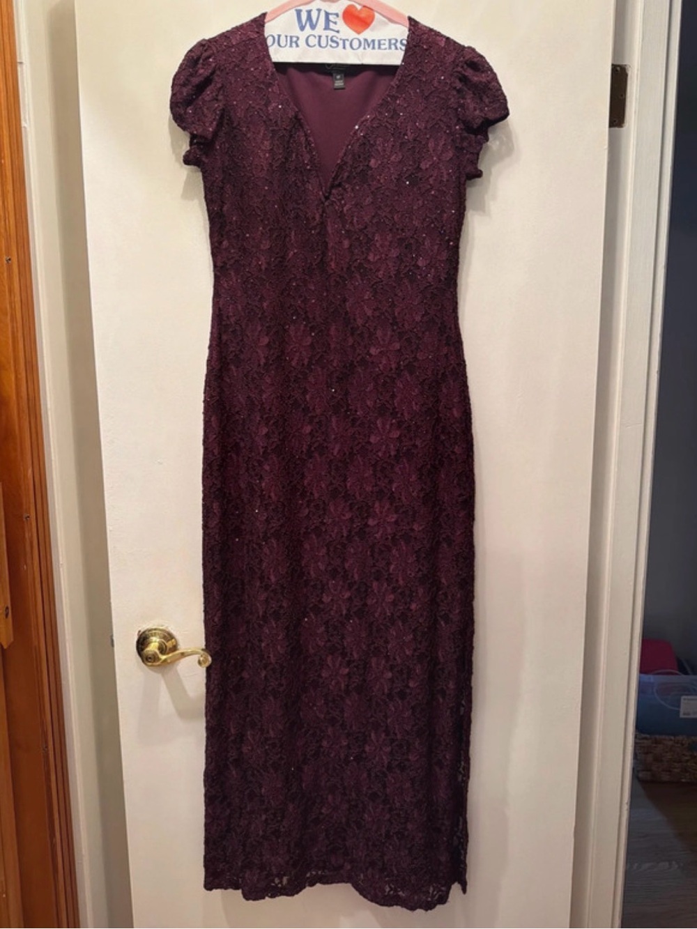 Elegant Burgundy Lace Gown